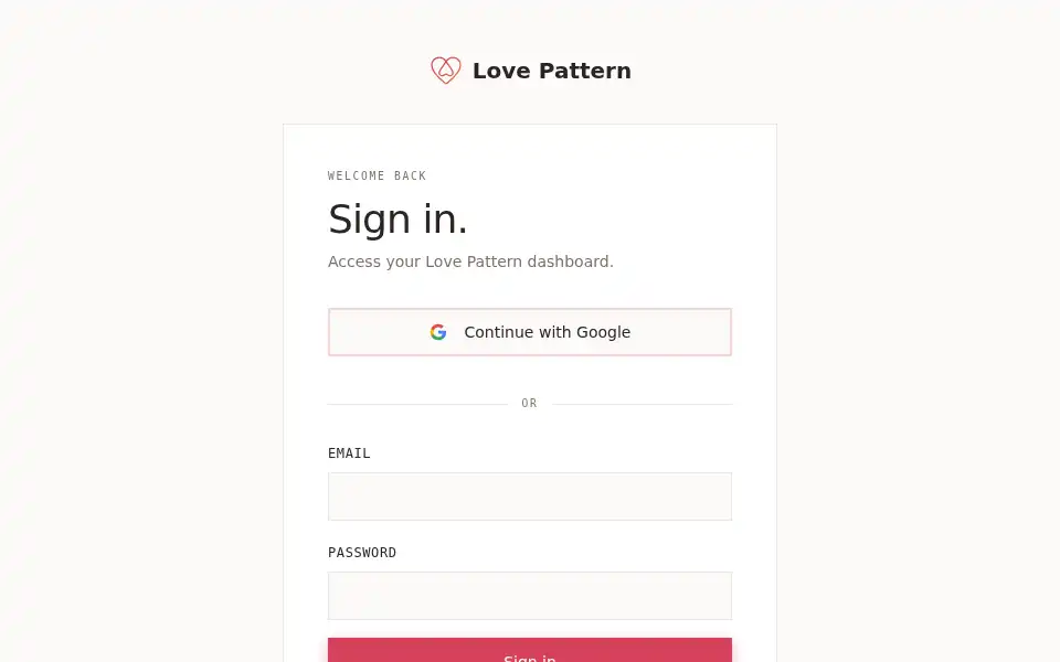 Screenshot of lovepattern.me