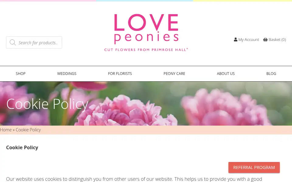 Screenshot of lovepeonies.co.uk