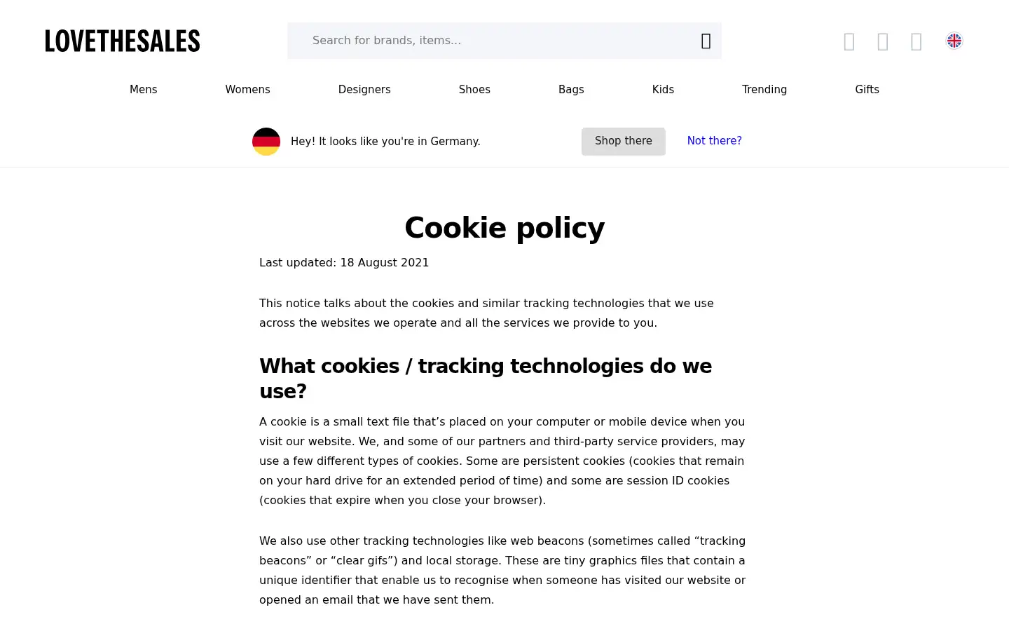 Screenshot of lovethesales.com