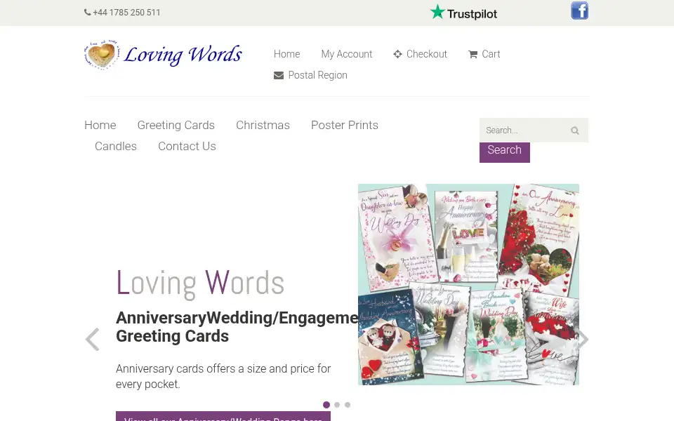 Screenshot of lovingwords.co.uk