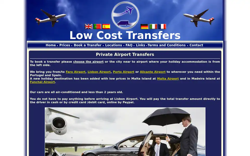 Screenshot of low-cost-transfers.com