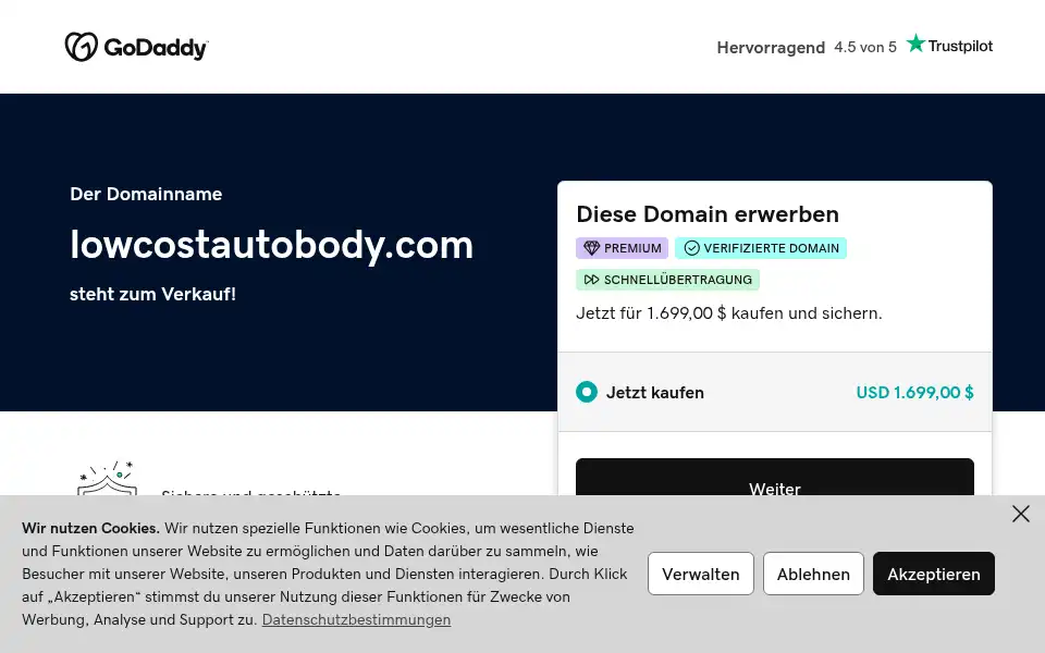 Screenshot of lowcostautobody.com