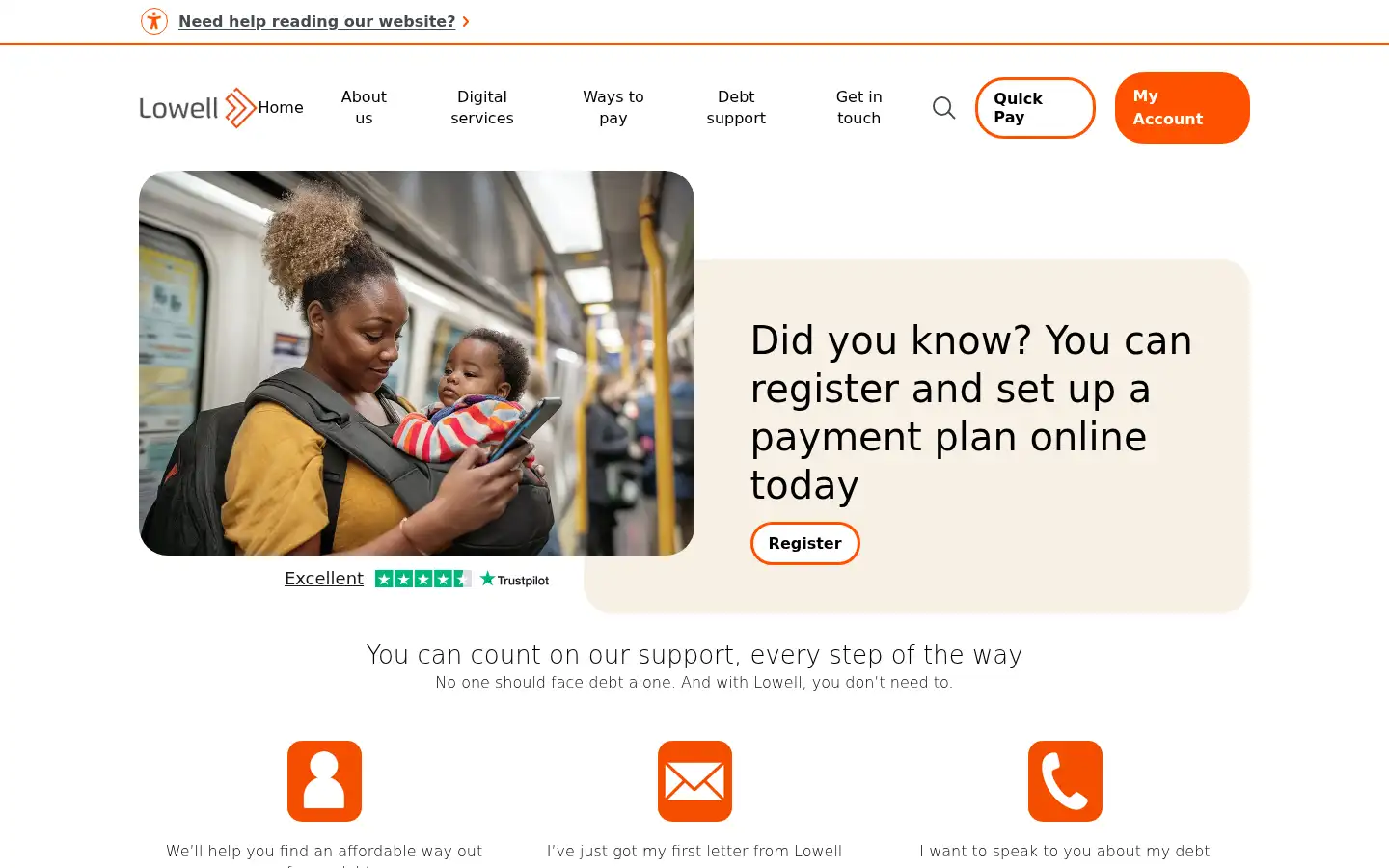Screenshot of lowell.co.uk