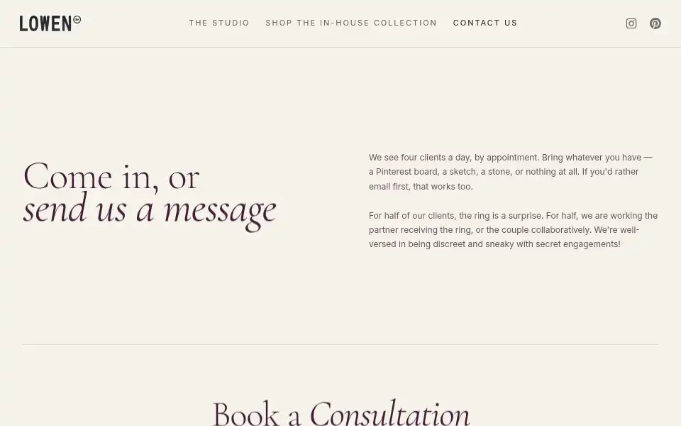 Screenshot of lowenrings.com