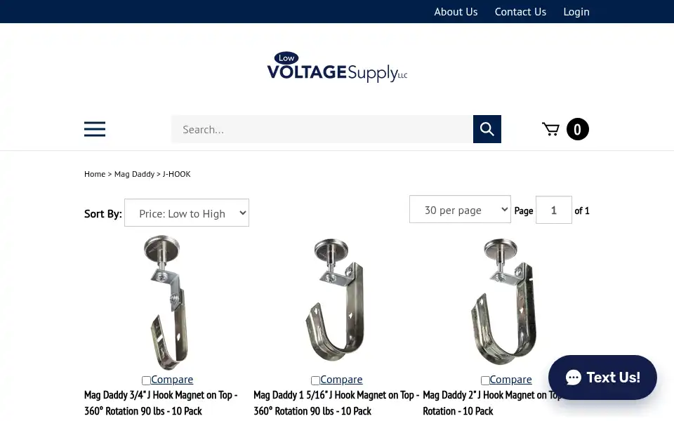 Screenshot of lowvoltagesupply.com