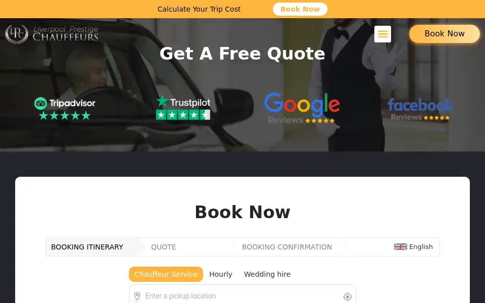 Screenshot of lpchauffeurs.co.uk