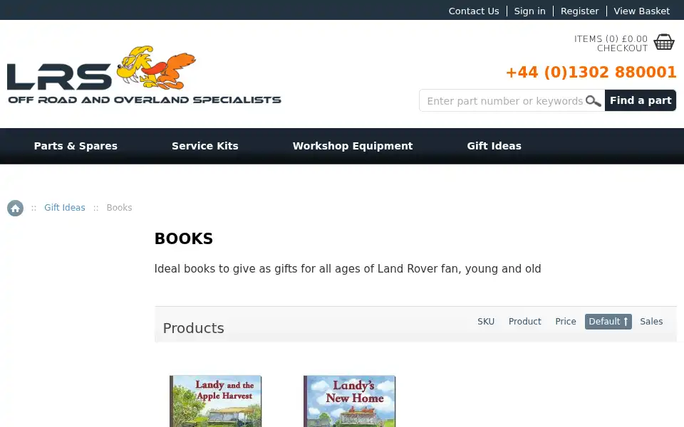 Screenshot of lrsoffroadparts.co.uk