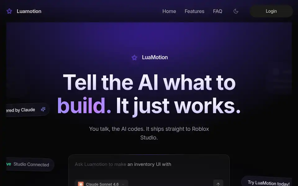 Screenshot of luamotion.com
