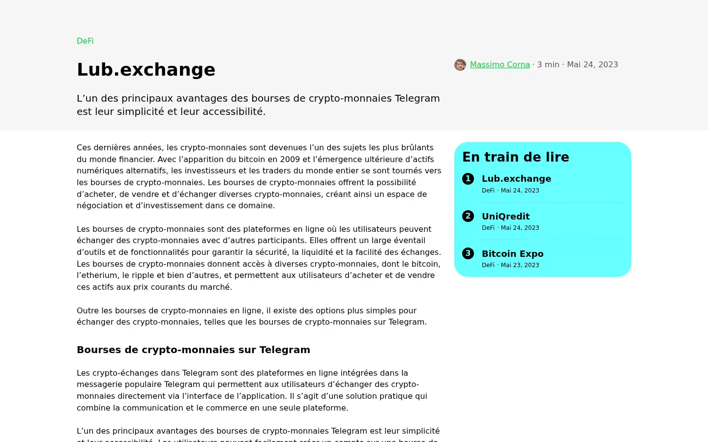 Screenshot of lub.exchange
