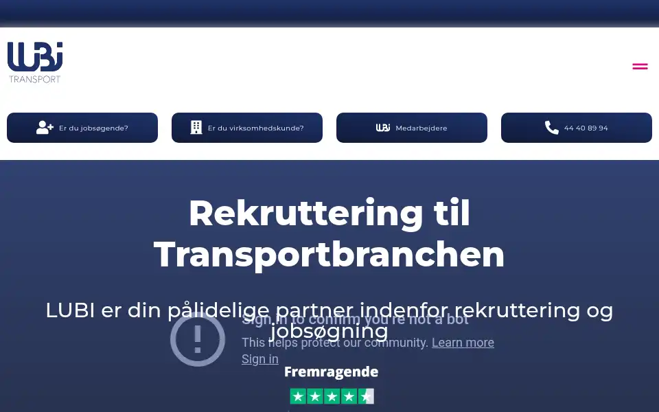 Screenshot of lubitransport.dk