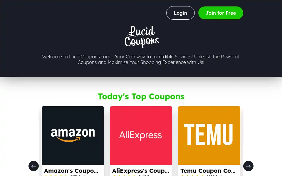 Screenshot of lucidcoupons.com