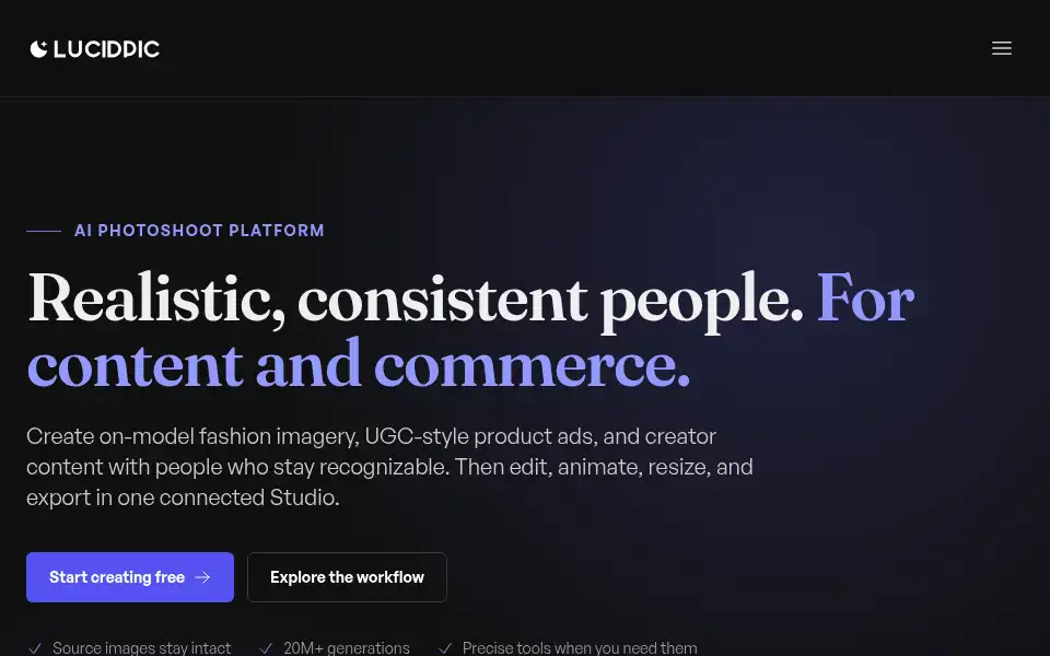 Screenshot of lucidpic.com