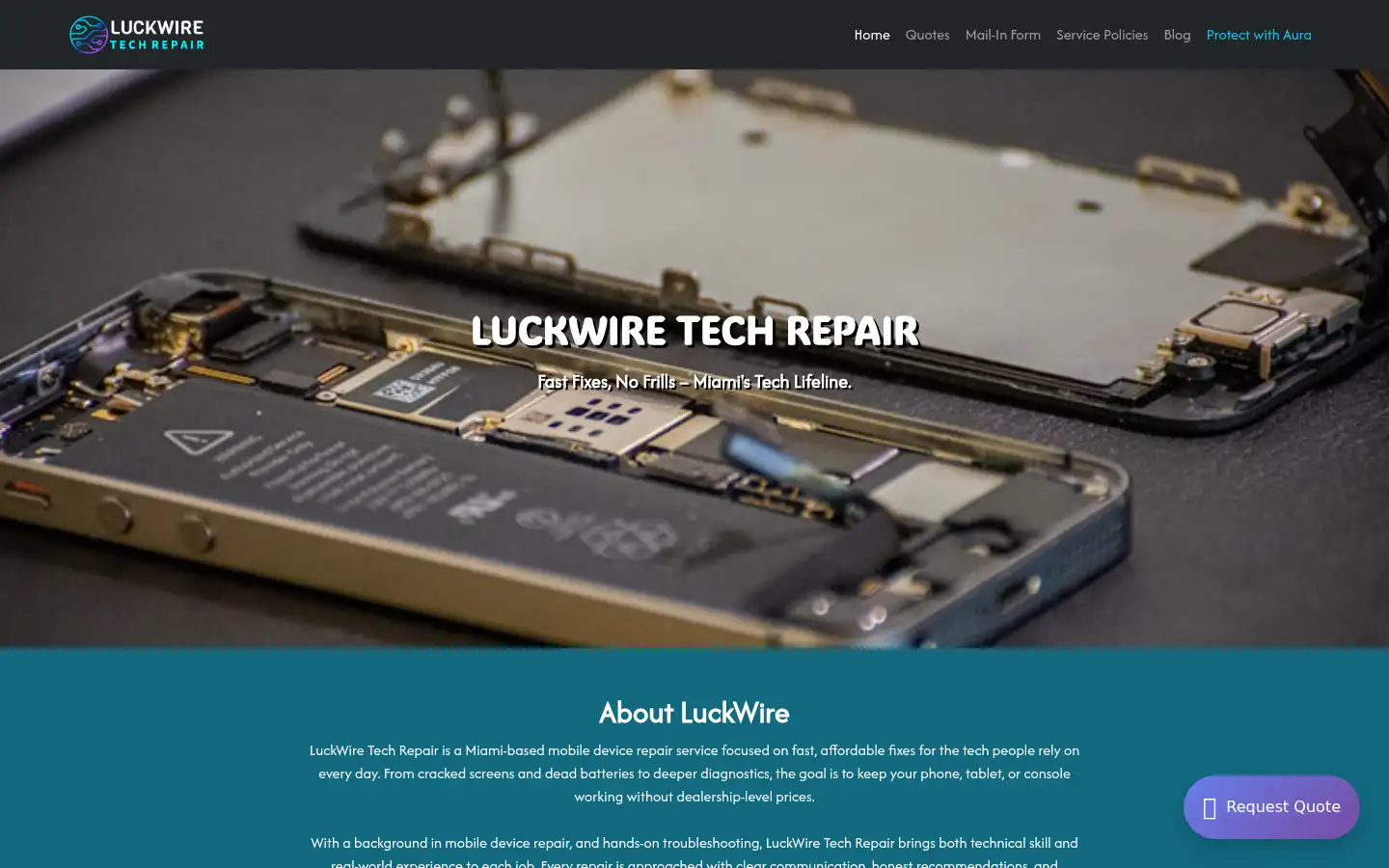 Screenshot of luckwiretechrepair.com