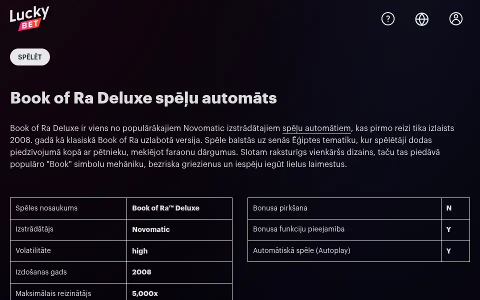Screenshot of luckybet.lv