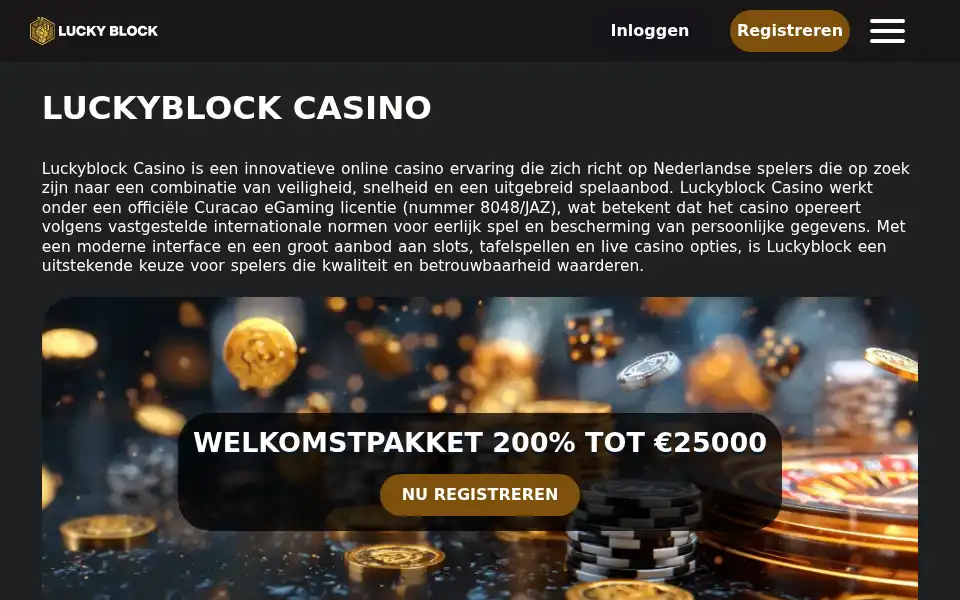 Screenshot of luckyblock-casino.nl