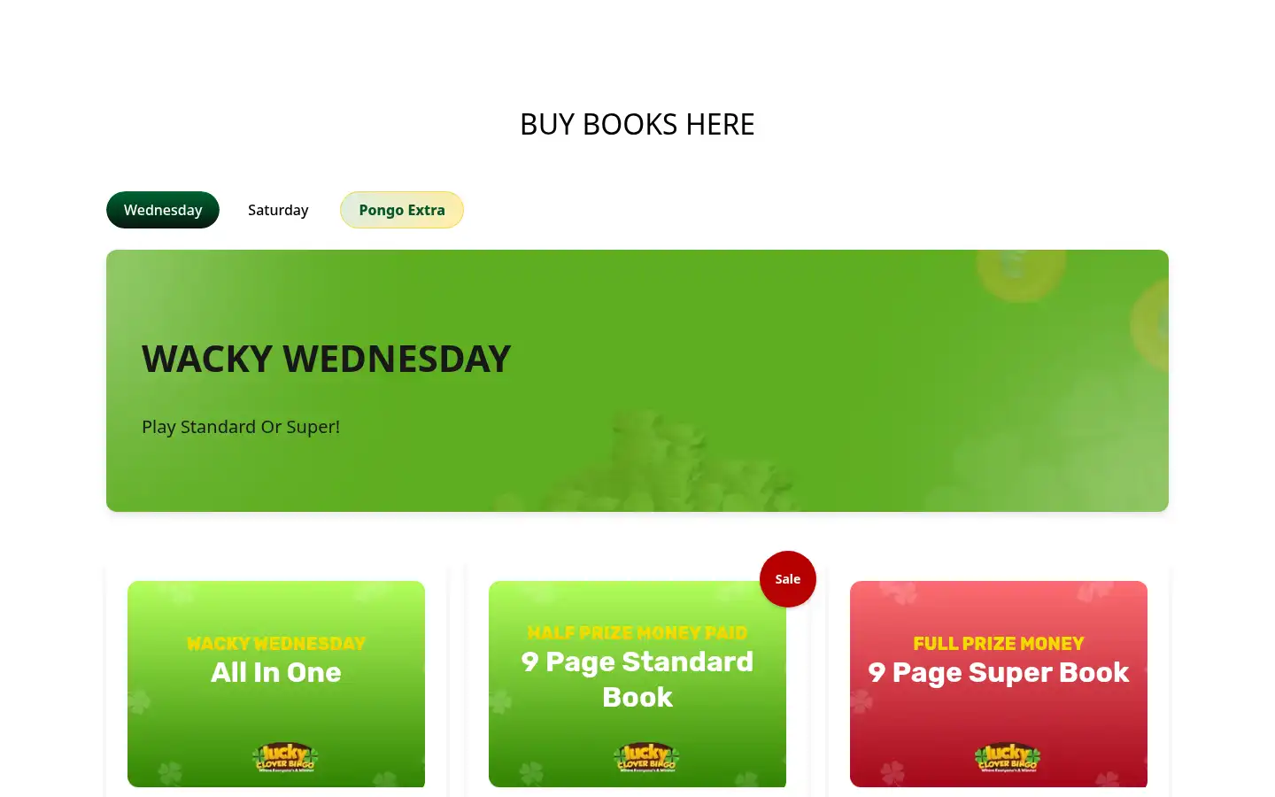 Screenshot of luckycloverbingo.com