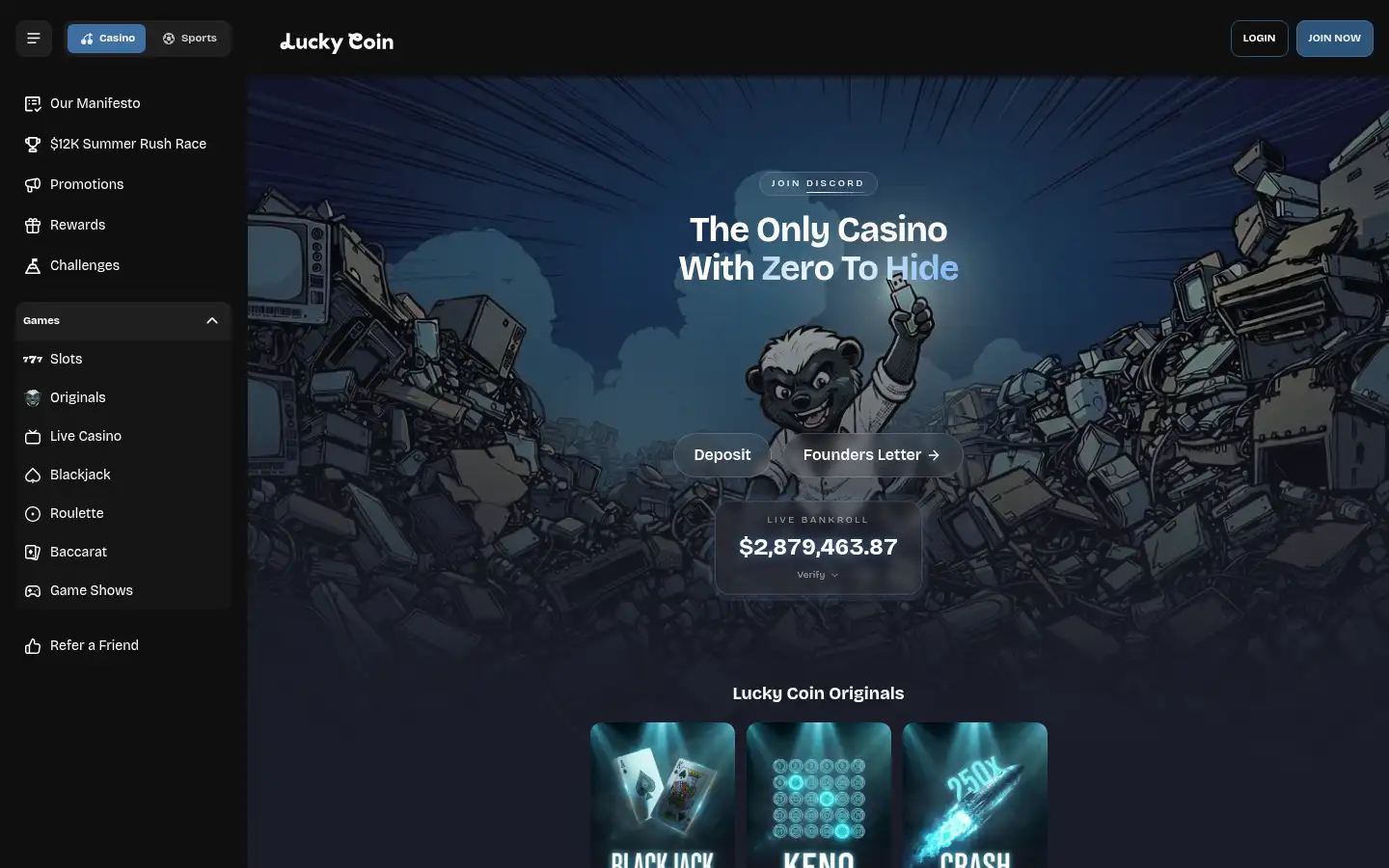 Screenshot of luckycoin.com