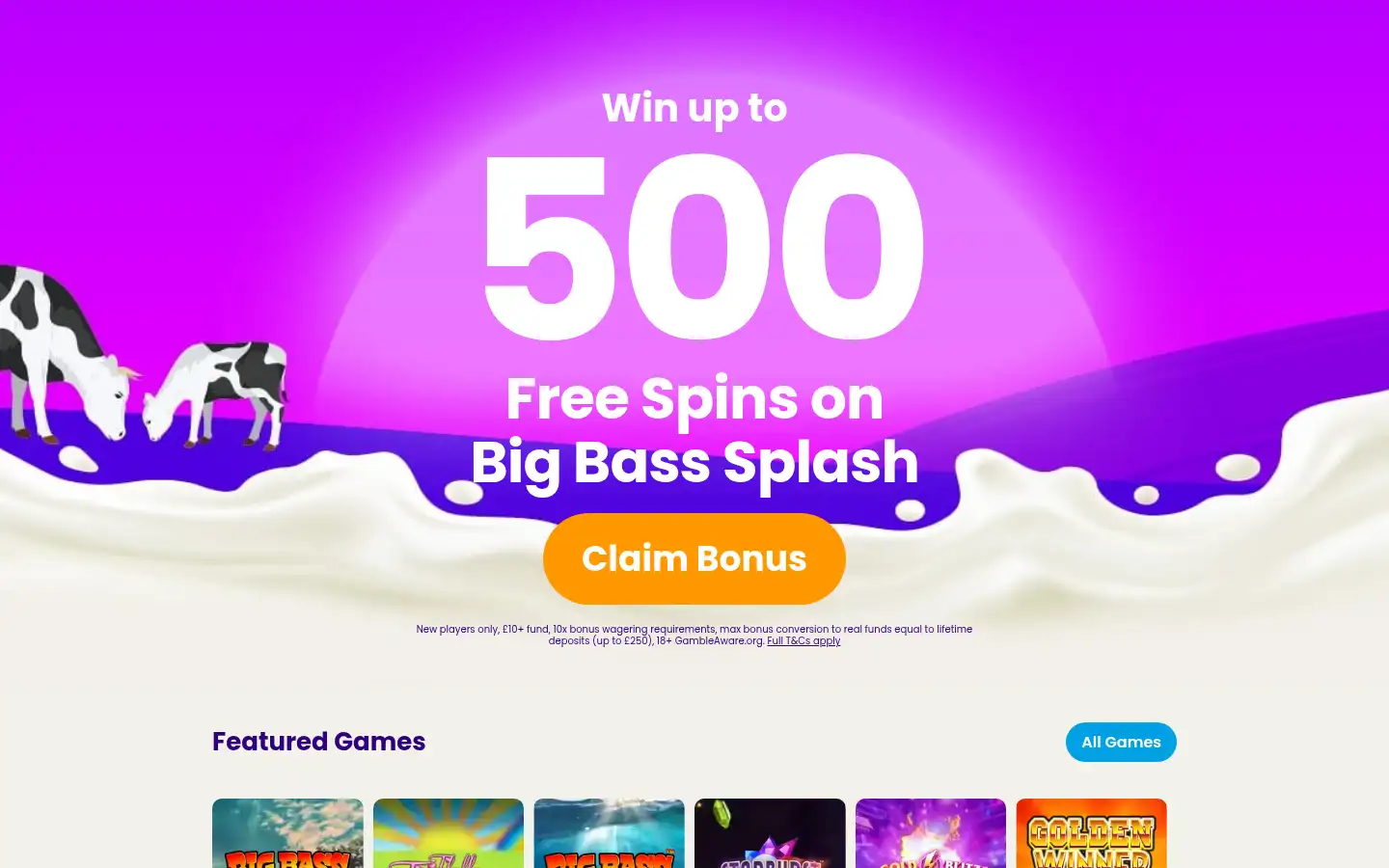 Screenshot of luckycowbingo.com