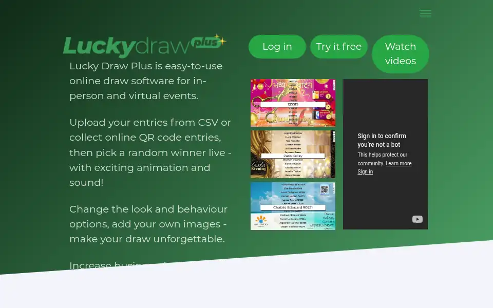 Screenshot of luckydraw.plus