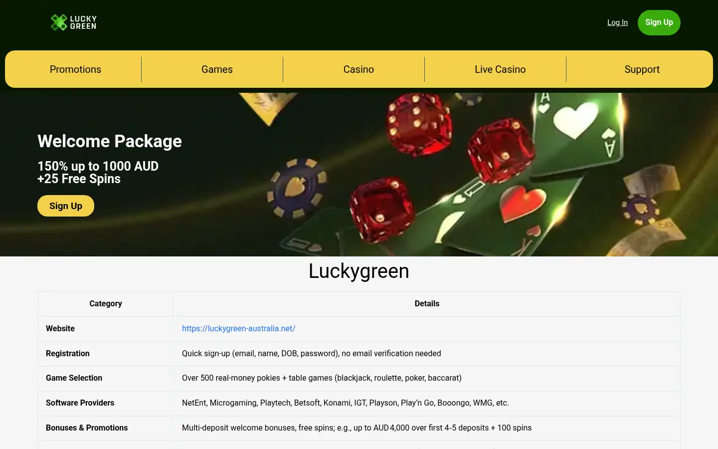 Screenshot of luckygreen-australia.net