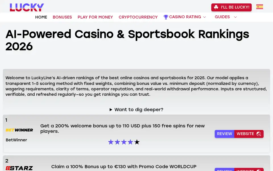 Screenshot of luckyline.net