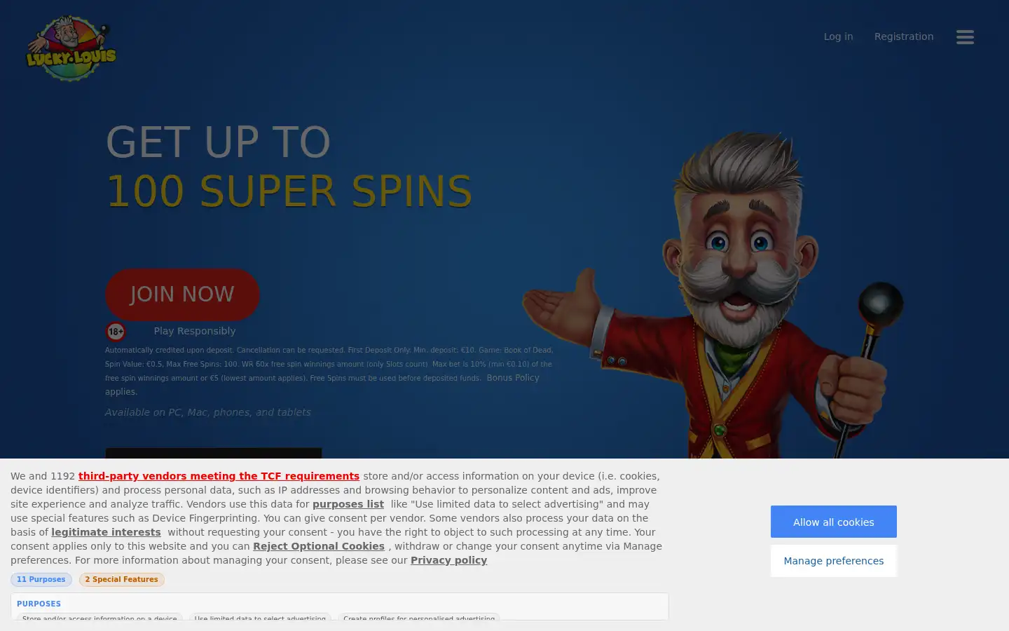 Screenshot of luckylouis.com