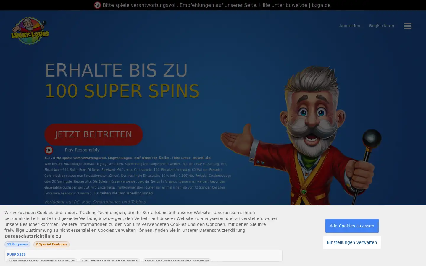 Screenshot of luckylouis.de