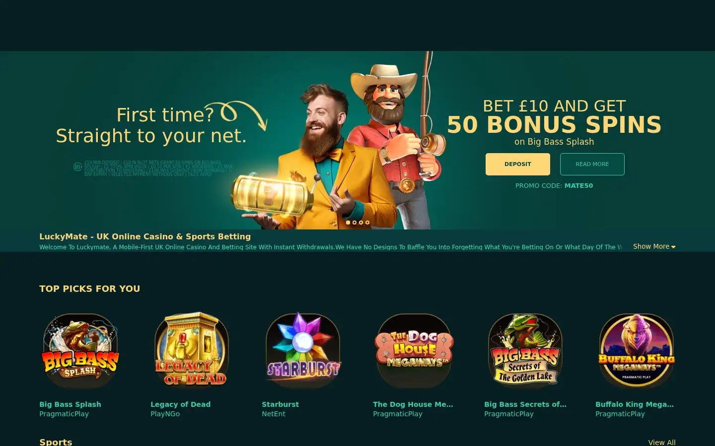 Screenshot of luckymate.co.uk