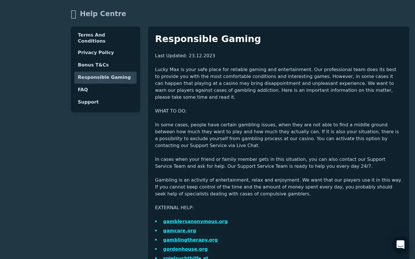 Screenshot of luckymax.com