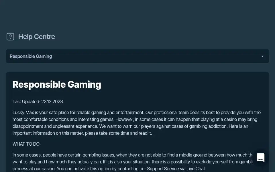 Screenshot of luckymaxcasino.com