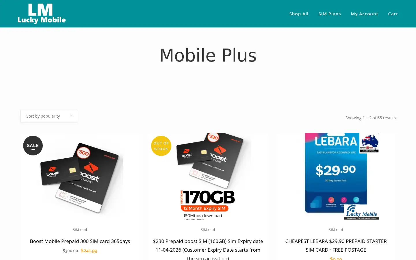 Screenshot of luckymobile.com.au