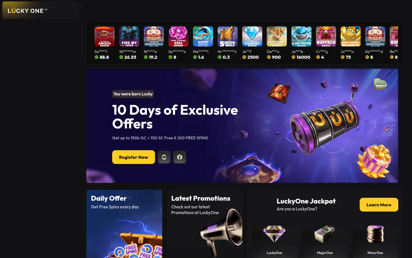 Screenshot of luckyone.us