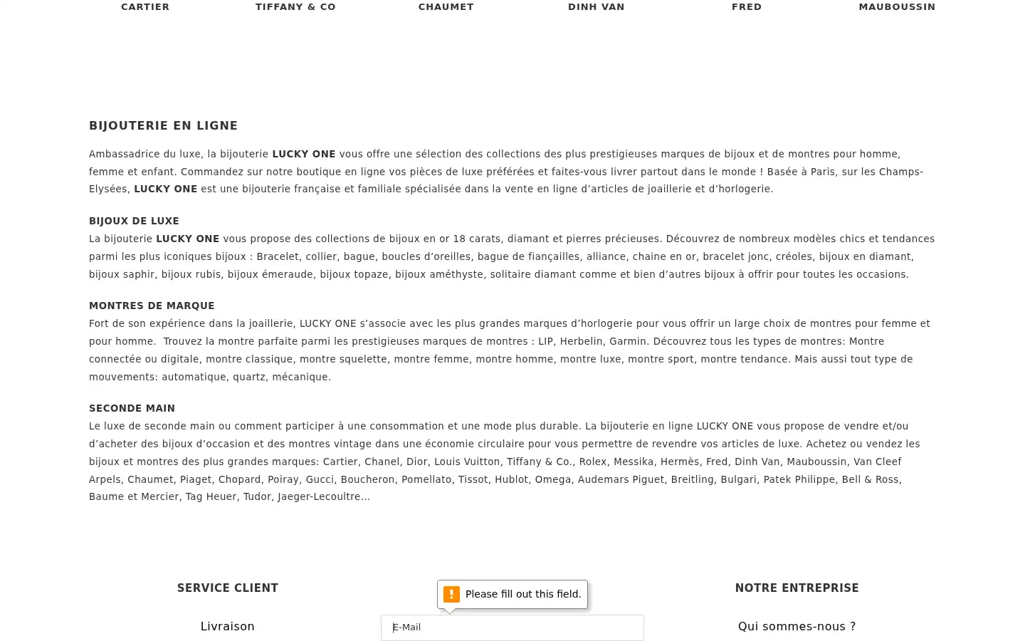 Screenshot of luckyonebijoux.com