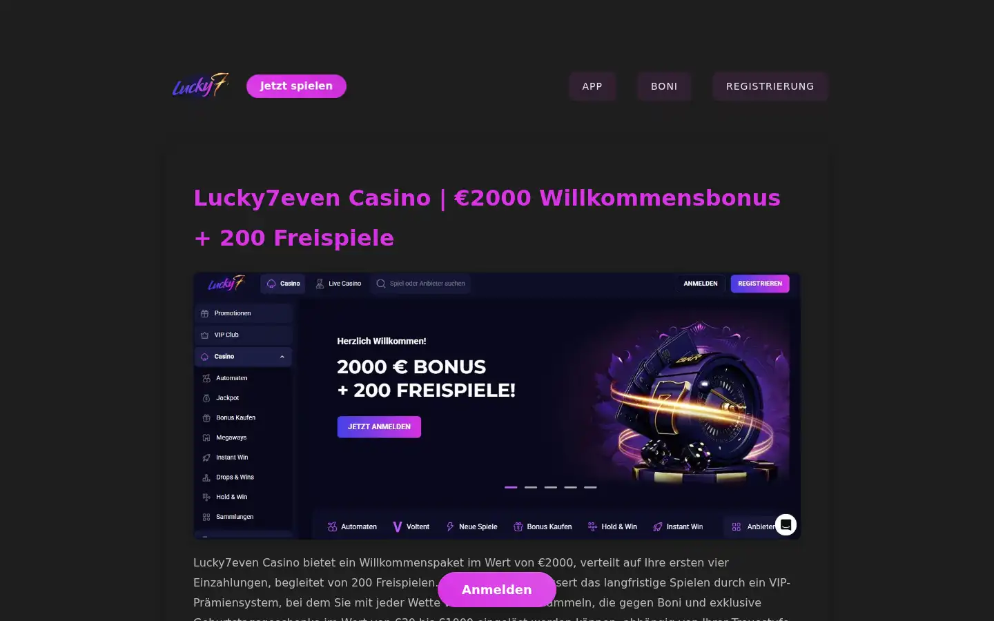 Screenshot of luckyseven.com.de