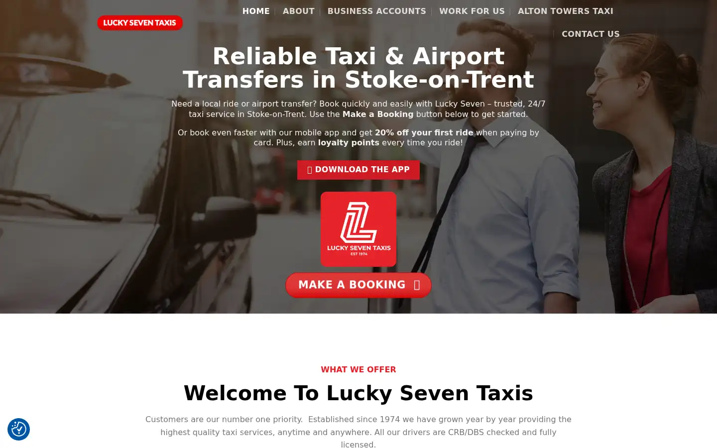 Screenshot of luckyseventaxis.co.uk