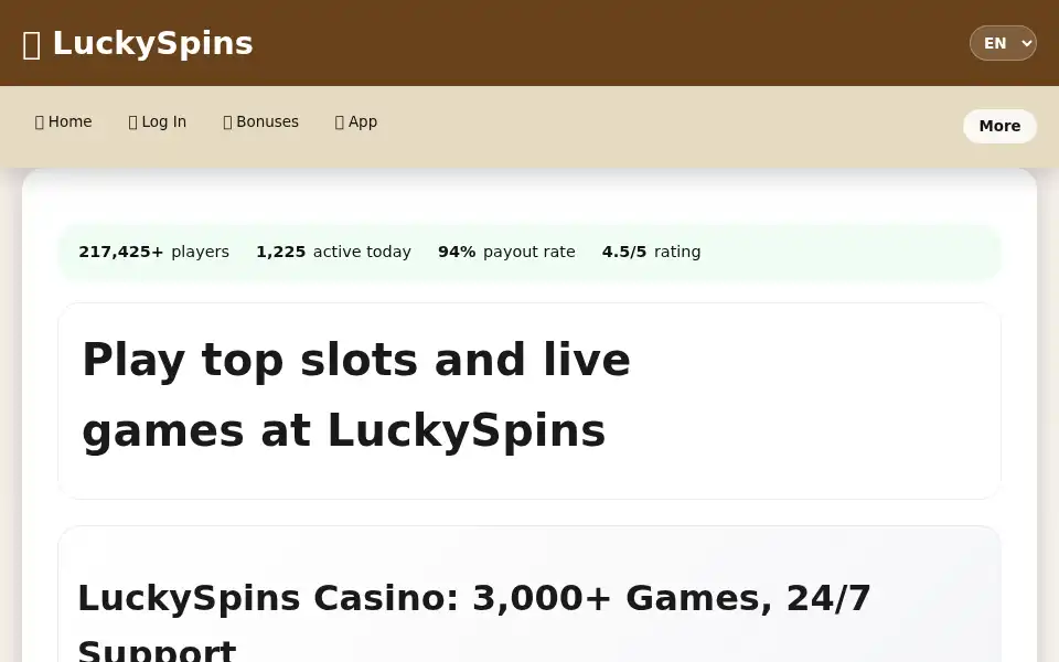 Screenshot of luckyspins.co