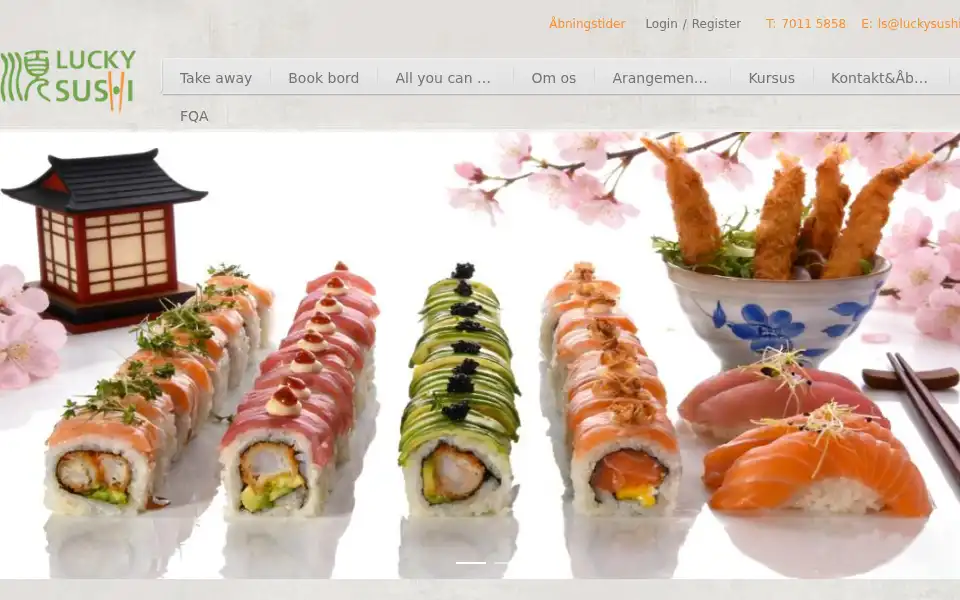 Screenshot of luckysushi.dk