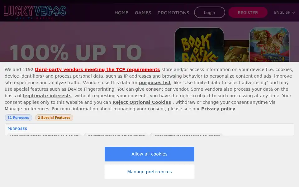 Screenshot of luckyvegas.com