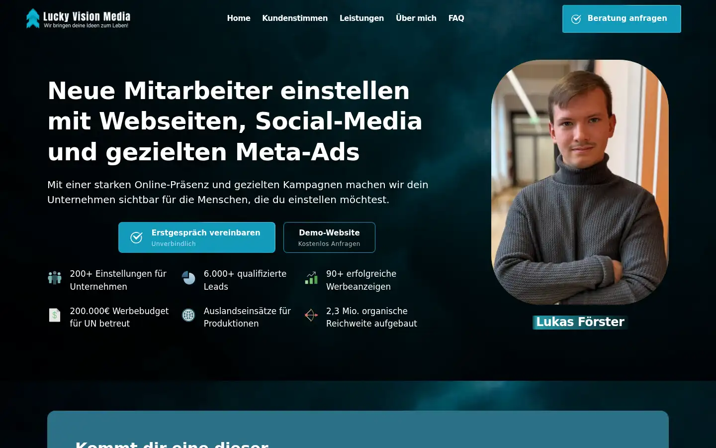 Screenshot of luckyvisionmedia.onepage.me