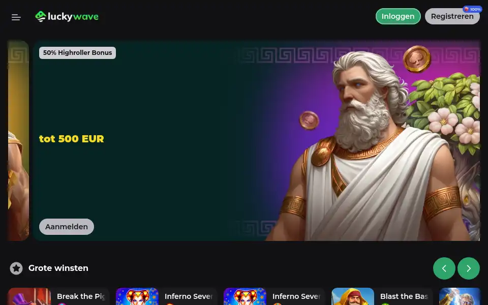 Screenshot of luckywaves.nl