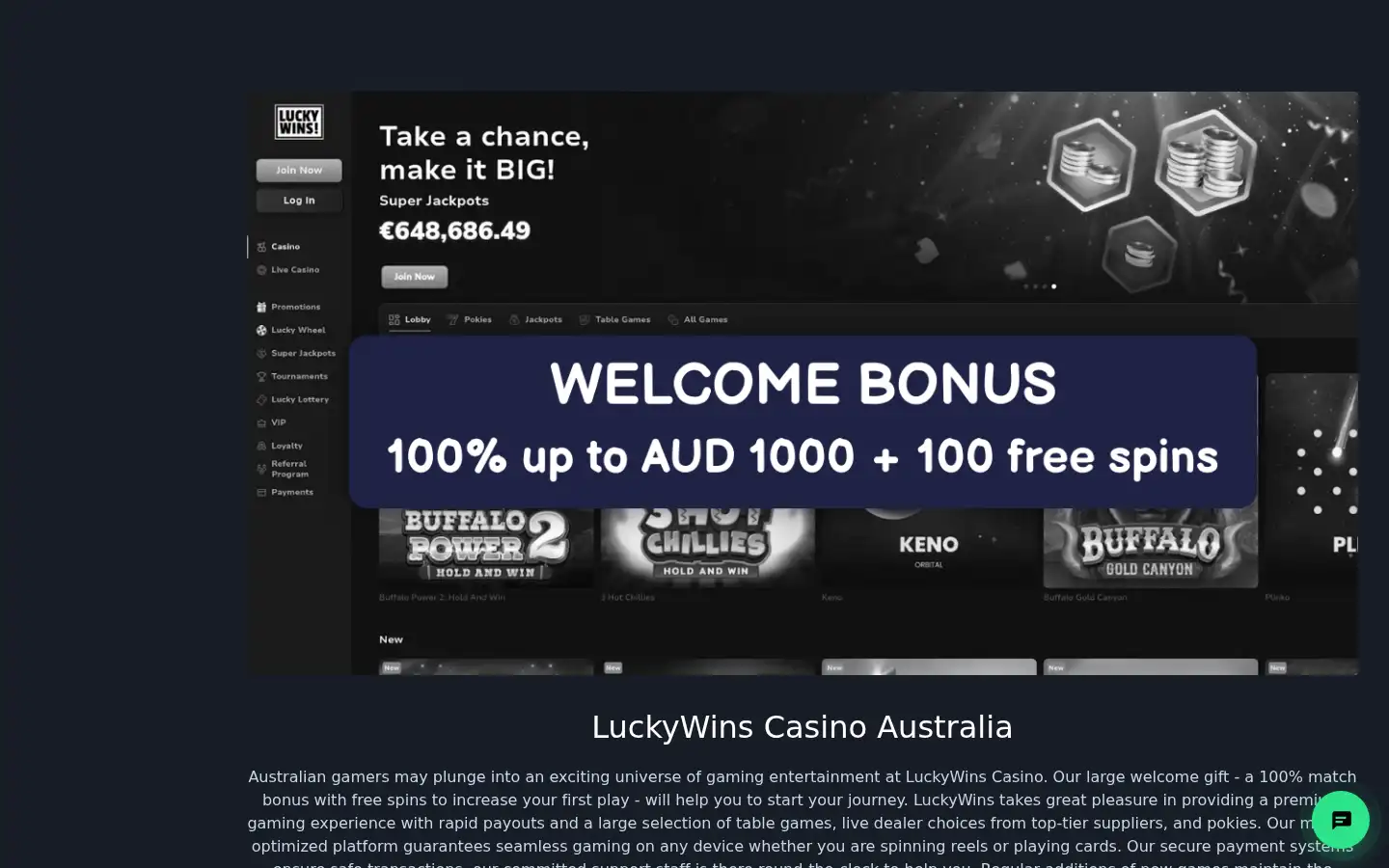 Screenshot of luckywinscasino.net
