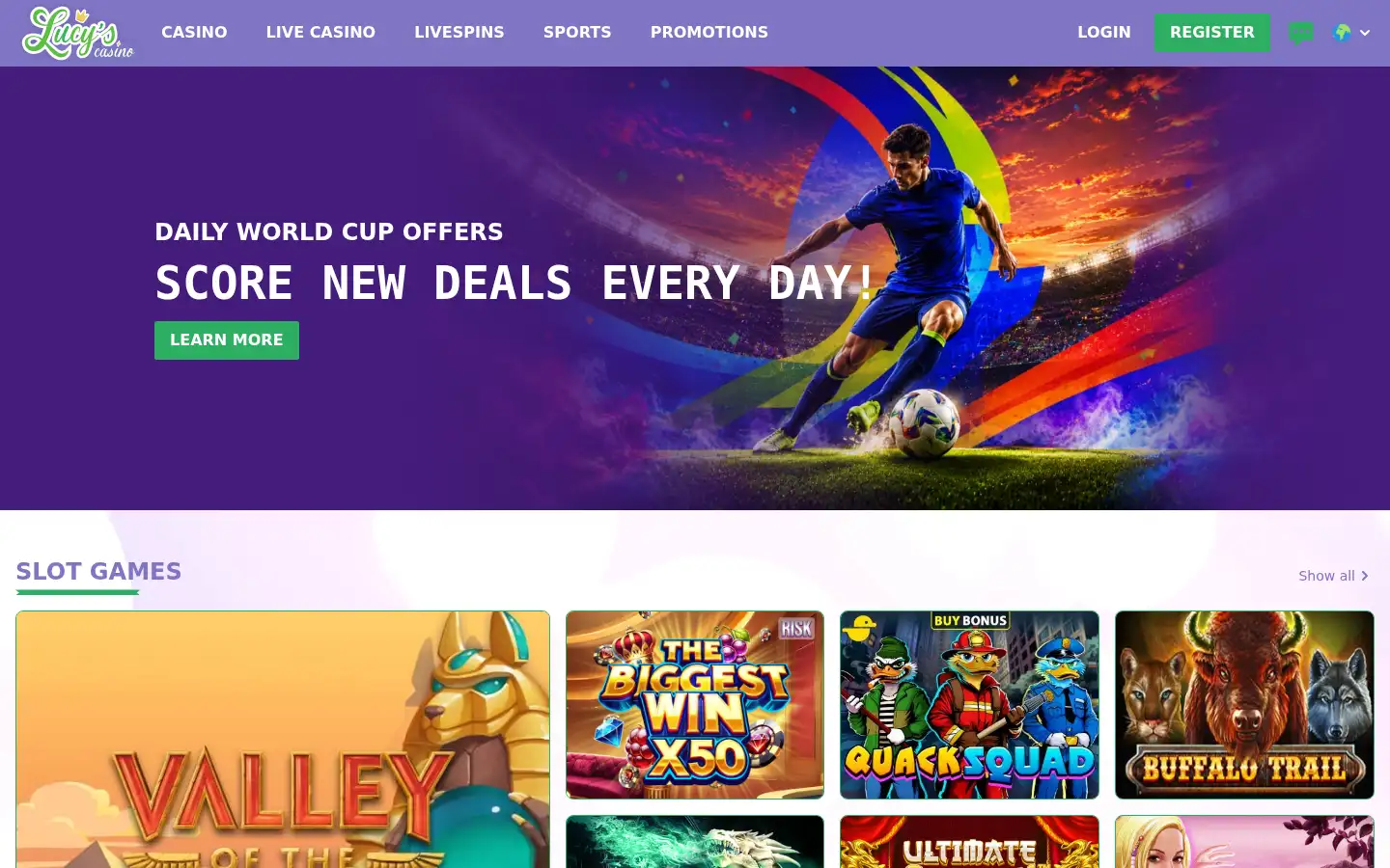 Screenshot of lucyscasino.com
