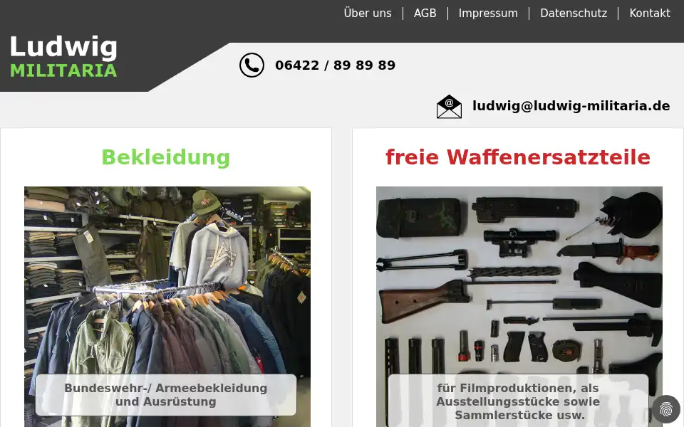 Screenshot of ludwig-militaria.de