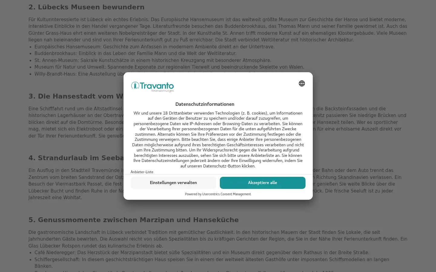 Screenshot of luebeck-travel.de