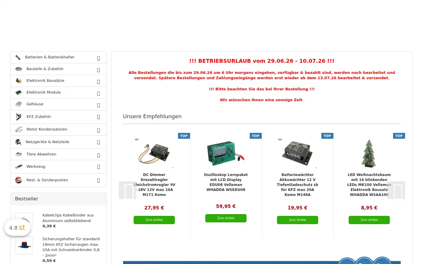 Screenshot of luedeke-elektronic.de