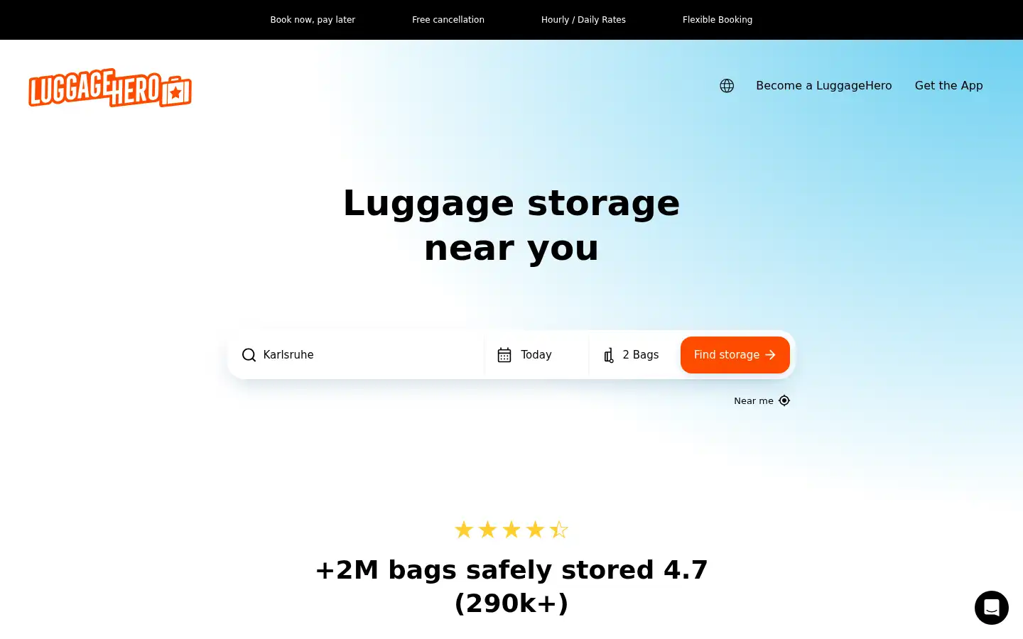 Screenshot of luggagehero.com