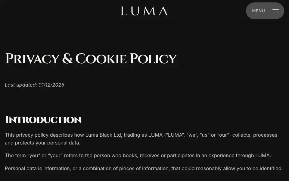 Screenshot of luma.black