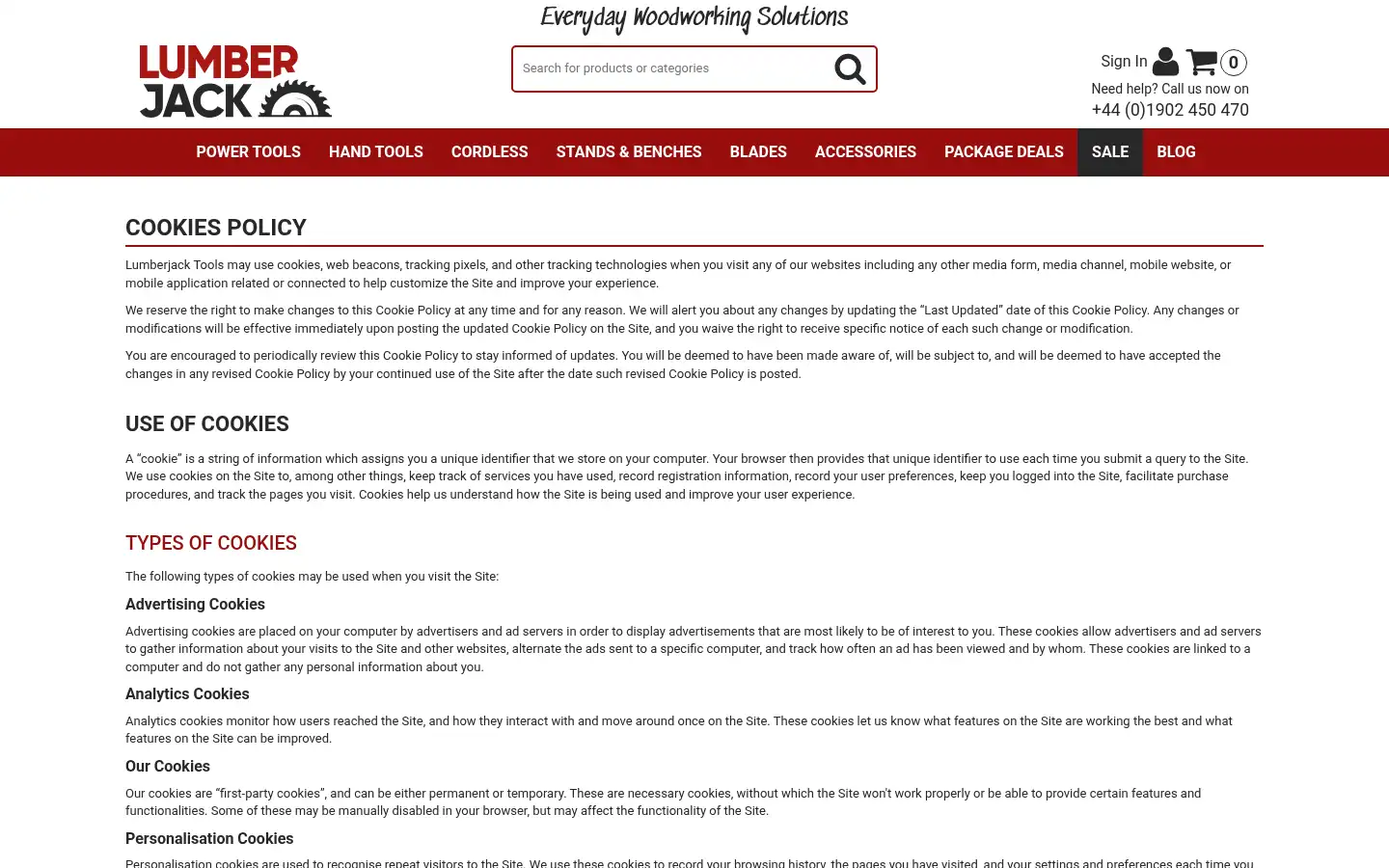 Screenshot of lumberjacktools.co.uk