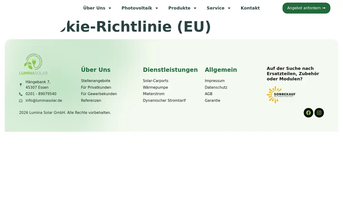 Screenshot of luminasolar.de