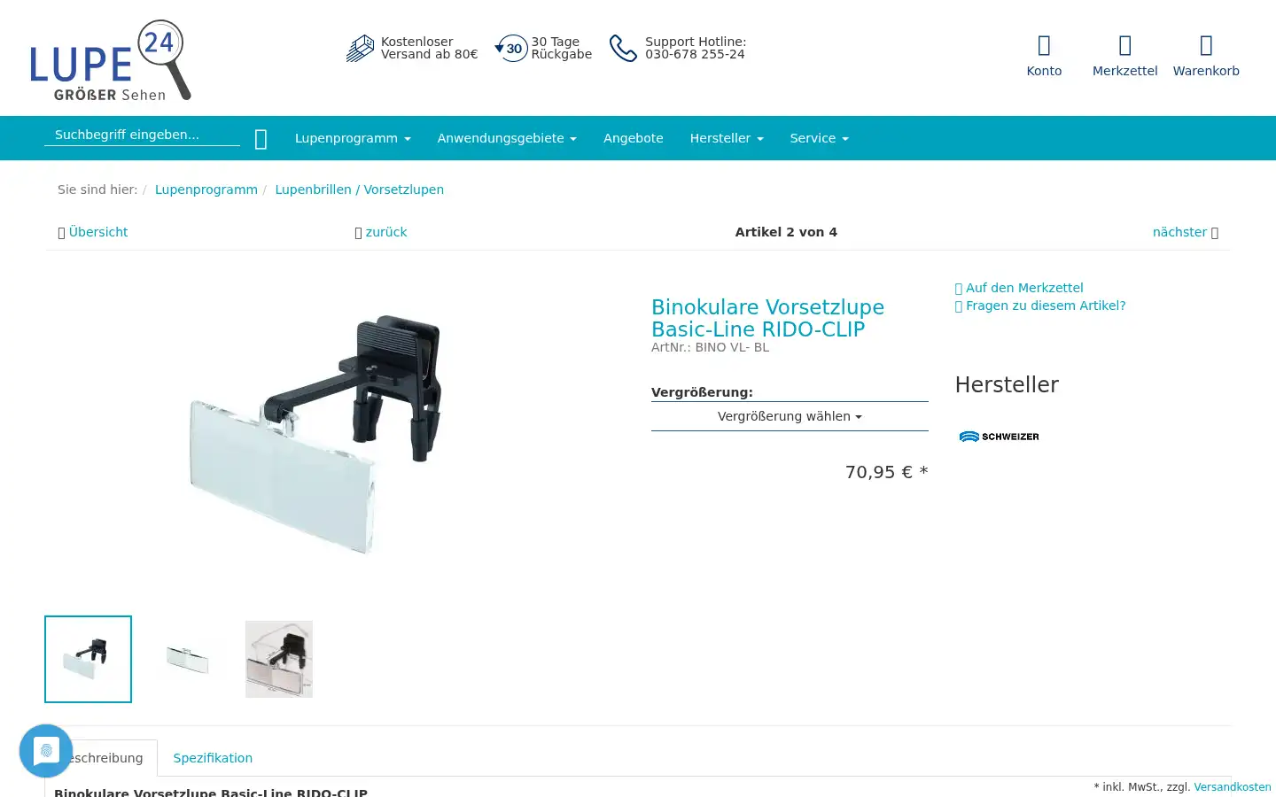 Screenshot of lupe24.de